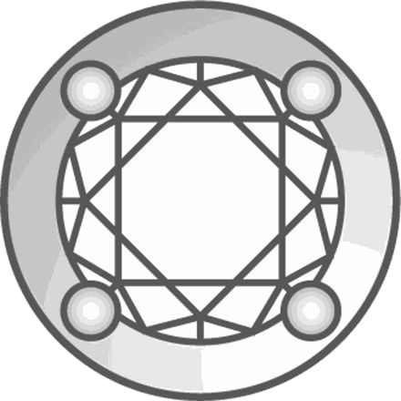 丸く掘り下げたくぼみに石を落とし込み、4つの玉で留めた線画